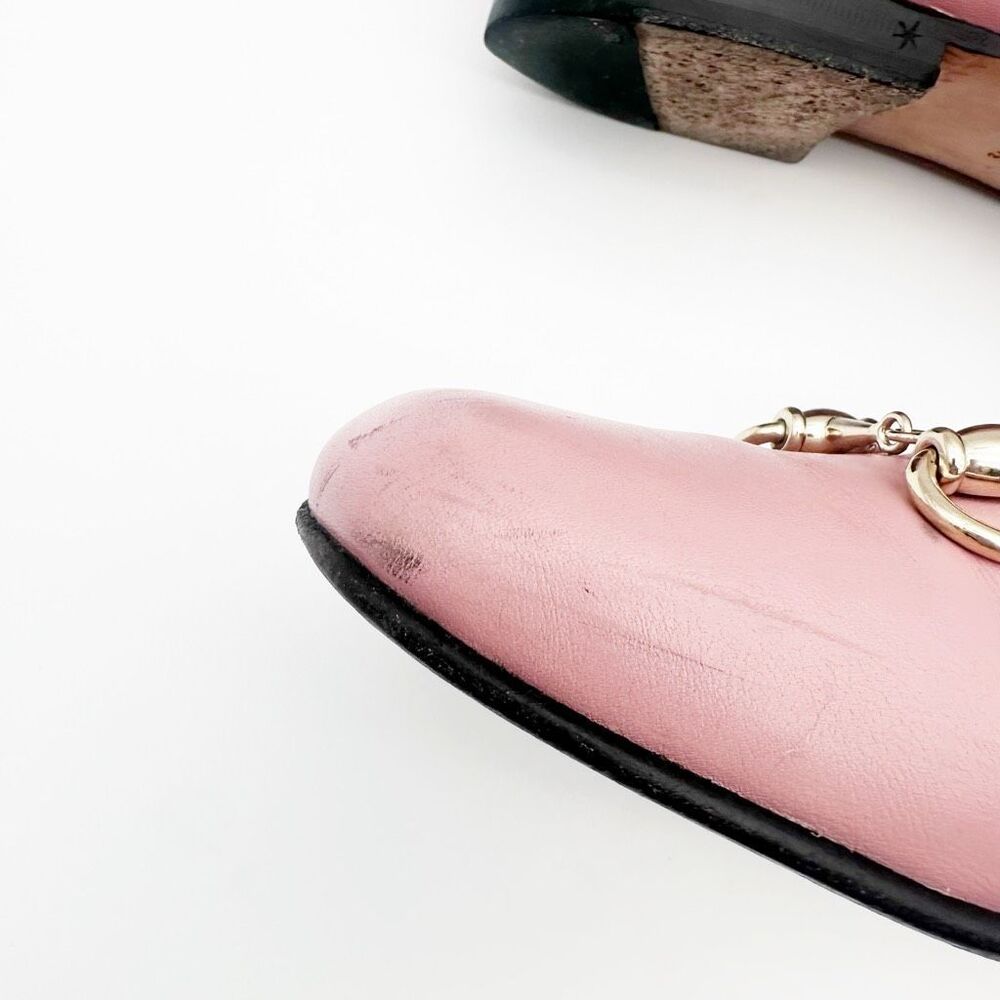 GUCCI Pink Kira Horsebit Square Toe Ballet Flat 37.5 US 7.5 Leather Loafers - Picture 9 of 12